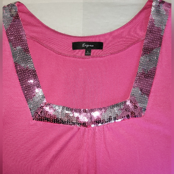 Vintage 2008 Express Pink Mini Dress with Pink and Silver Sequins. - Picture 3 of 4